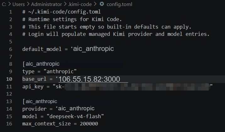 Kimi Code 的 Anthropic Messages 配置
